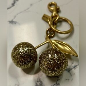 Coach Cherry Bag Charm Gold Sparkle